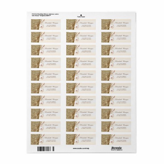 Elegant Gold Glittery Address Label (Full Sheet)