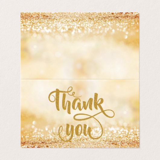 Elegant Gold Glittery Bokeh Hartelijk dank voor uw Visitekaartje (Buitenkant ongevouwen)