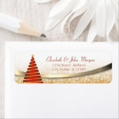 Elegant Gold Glittery Bokeh, Red Kerstboom Etiket (Insitu)