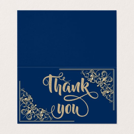 Elegant Gold Glittery Navy Blue - Hartelijk dank - Visitekaartje (Buitenkant ongevouwen)