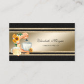 Elegant Gold Glittery Stripes Floral Mixer Visitekaartje (Voorkant)