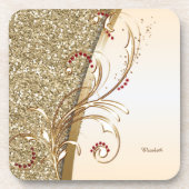 Elegant Gold Glittery Swirls Bier Onderzetter (Voorkant)