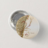 Elegant Gold Glittery Swirls Ronde Button 3,2 Cm (Voorkant /achterkant)