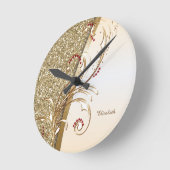 Elegant Gold Glittery Swirls Ronde Klok (Hoek)