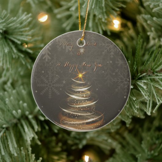  Elegant Gold  glow Christmas Tree Keramisch Ornament (Boom)