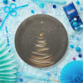  Elegant Gold  glow Christmas Tree Papieren Bordje (Feest)