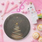  Elegant Gold  glow Christmas Tree Papieren Bordje (Feest)