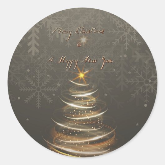 Elegant Gold  glow Christmas Tree Ronde Sticker (Voorkant)