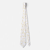 Elegant Gold Golf Pattern Golfer White Stropdas (Voorkant)