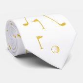 Elegant Gold Golf Pattern Golfer White Stropdas (Opgerold)