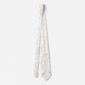 Elegant Gold Golf Pattern Golfer White Stropdas (Achterkant)