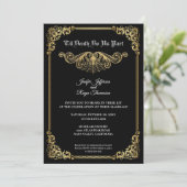 Elegant gold Gothic Halloween wedding Invitation Kaart (Staand voorkant)