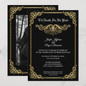 Elegant gold Gothic Halloween wedding Invitation Kaart (Voorkant / Achterkant)