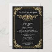 Elegant gold Gothic Halloween wedding Invitation Kaart (Voorkant)