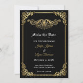 Elegant gold Gothic wedding save the date Aankondiging (Voorkant)