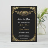 Elegant gold Gothic wedding save the date Aankondiging (Staand voorkant)