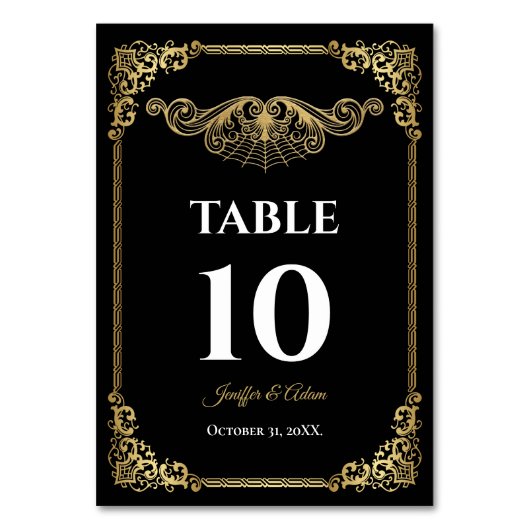 Elegant gold Gothic Wedding Table number Kaart (Voorkant)