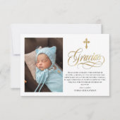 Elegant Gold Gracias Spaans baptisme Bedankkaart (Voorkant)