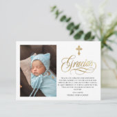 Elegant Gold Gracias Spaans baptisme Bedankkaart (Staand voorkant)