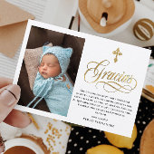 Elegant Gold Gracias Spaans baptisme Bedankkaart