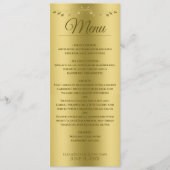 Elegant Gold gradiënt en Vintage Filigree Wedding Menu (Voorkant)