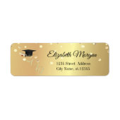 Elegant Gold Graduation Cap, Confetti Etiket (Voorkant)