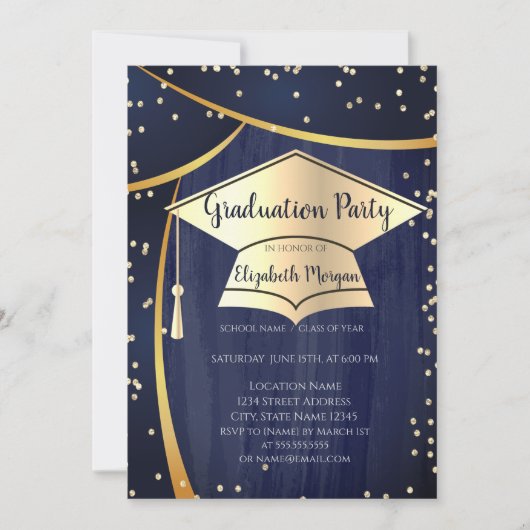Elegant Gold Graduation Cap, Diamonds Afstuderen Kaart (Voorkant)