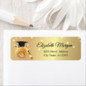 Elegant Gold Graduation Cap, Disco Ball, Confetti Etiket (Insitu)