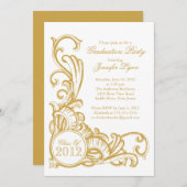 Elegant  Gold Graduation Party Invitation Kaart (Voorkant / Achterkant)