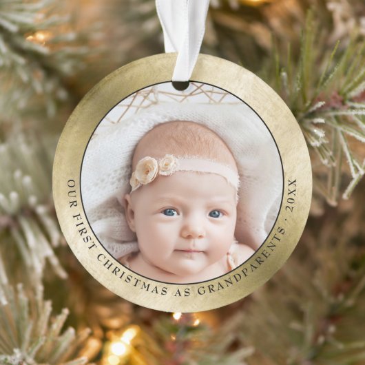Elegant Gold Grandouders First Kerstfoto Ornament (Boom)