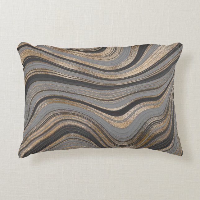Elegant gold gray abstract accent kussen (Voorkant)
