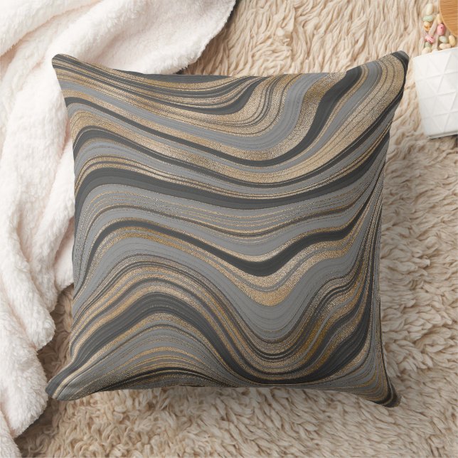 Elegant gold gray abstract kussen (Deken)