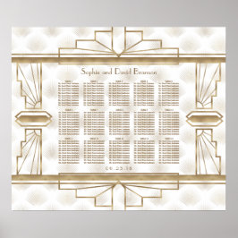 Elegant Gold Great Gatsby Wedding Seding Chart Poster