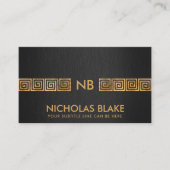 Elegant Gold Greek Meander Key Monogram Visitekaartje (Voorkant)