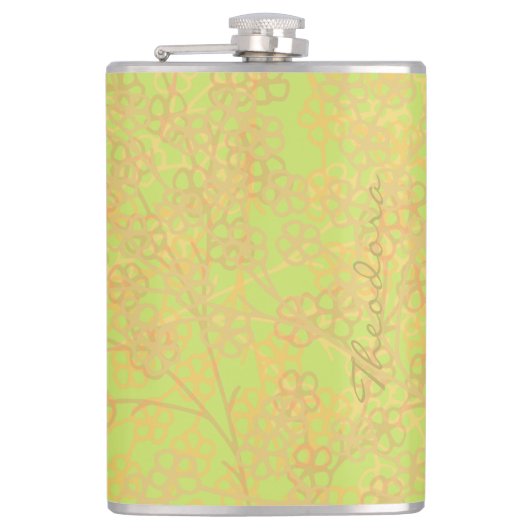 Elegant Gold Green Abstract Floral Heupfles (Voorkant)