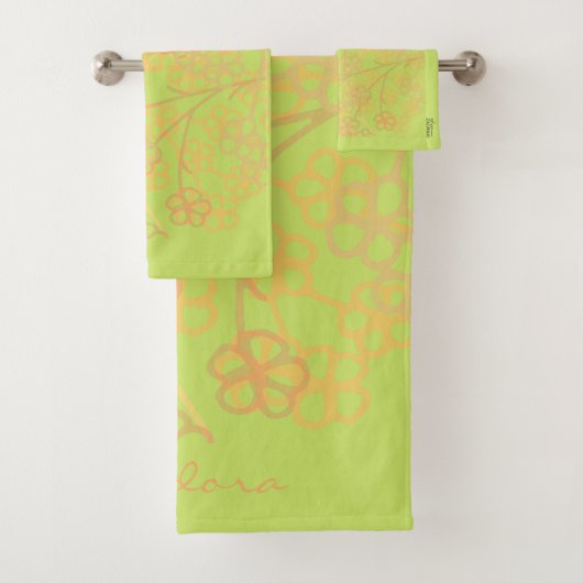 Elegant Gold Green Abstract Floral Pattern Bad Handdoek (Insitu)