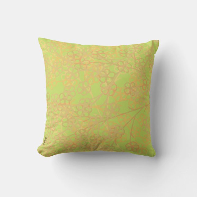 Elegant Gold Green Abstract Floral Pattern Kussen (Voorkant)