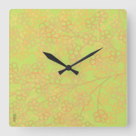 Elegant Gold Green Abstract Floral Pattern Vierkante Klok