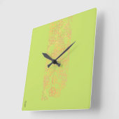Elegant Gold Green Abstract Floral Pattern Vierkante Klok (Hoek)
