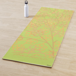 Elegant Gold Green Abstract Floral Yogamat