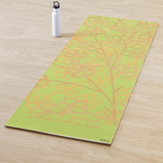 Elegant Gold Green Abstract Floral Yogamat (In situ)