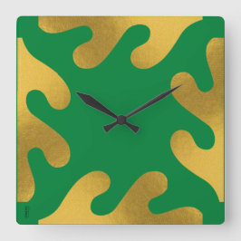 Elegant Gold Green Abstract Leaf Vierkante Klok