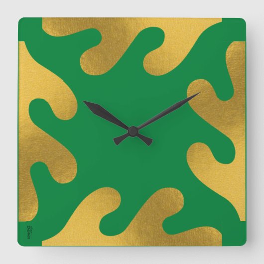 Elegant Gold Green Abstract Leaf Vierkante Klok (Voorkant)
