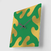 Elegant Gold Green Abstract Leaf Vierkante Klok (Hoek)
