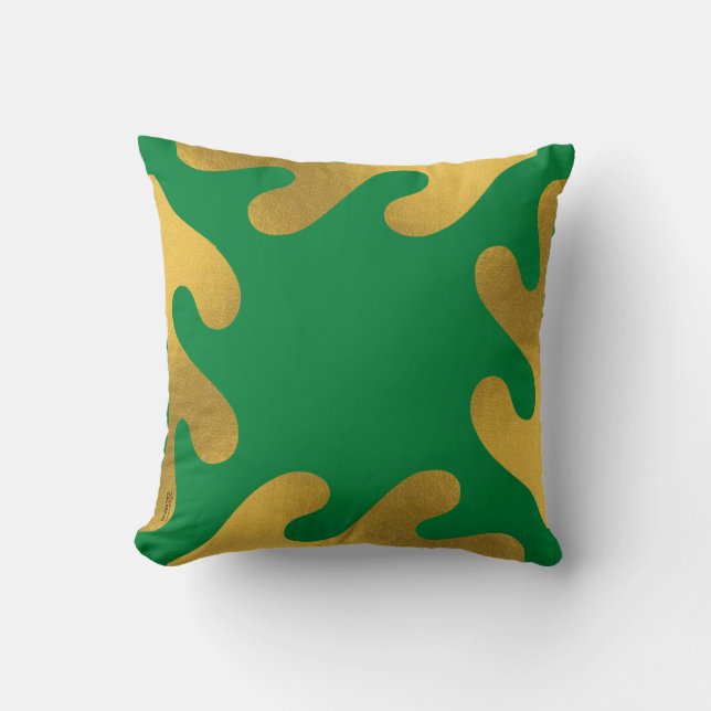 Elegant Gold Green Abstract lederen patroon Kussen (Voorkant)