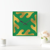 Elegant Gold Green Abstract lederen patroon Vierkante Klok (Huis)