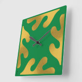Elegant Gold Green Abstract lederen patroon Vierkante Klok (Hoek)