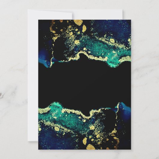 Elegant Gold Green Black Wedding Invitation Kaart (Achterkant)