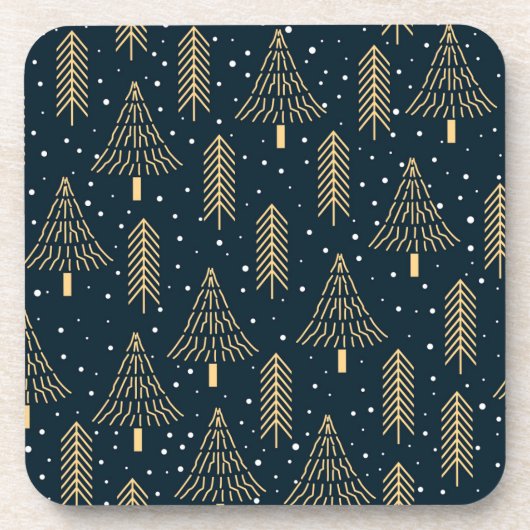 Elegant Gold Green Blue-kerstboompatroon Bier Onderzetter (Voorkant)