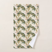 Elegant Gold & Green Botanical Leaf Pattern Bad Handdoek (Handdoek)